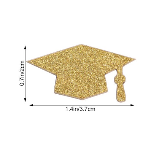 100 Pieces Double-Sided Glitter Graduation Hat-Shaped Confetti